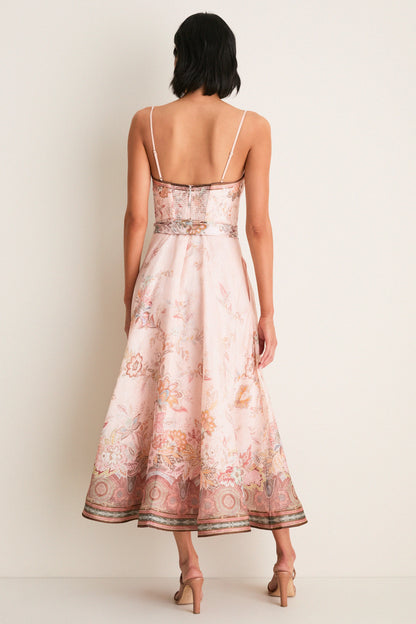 Pink Paisley Alchemy Structured Midi Dress