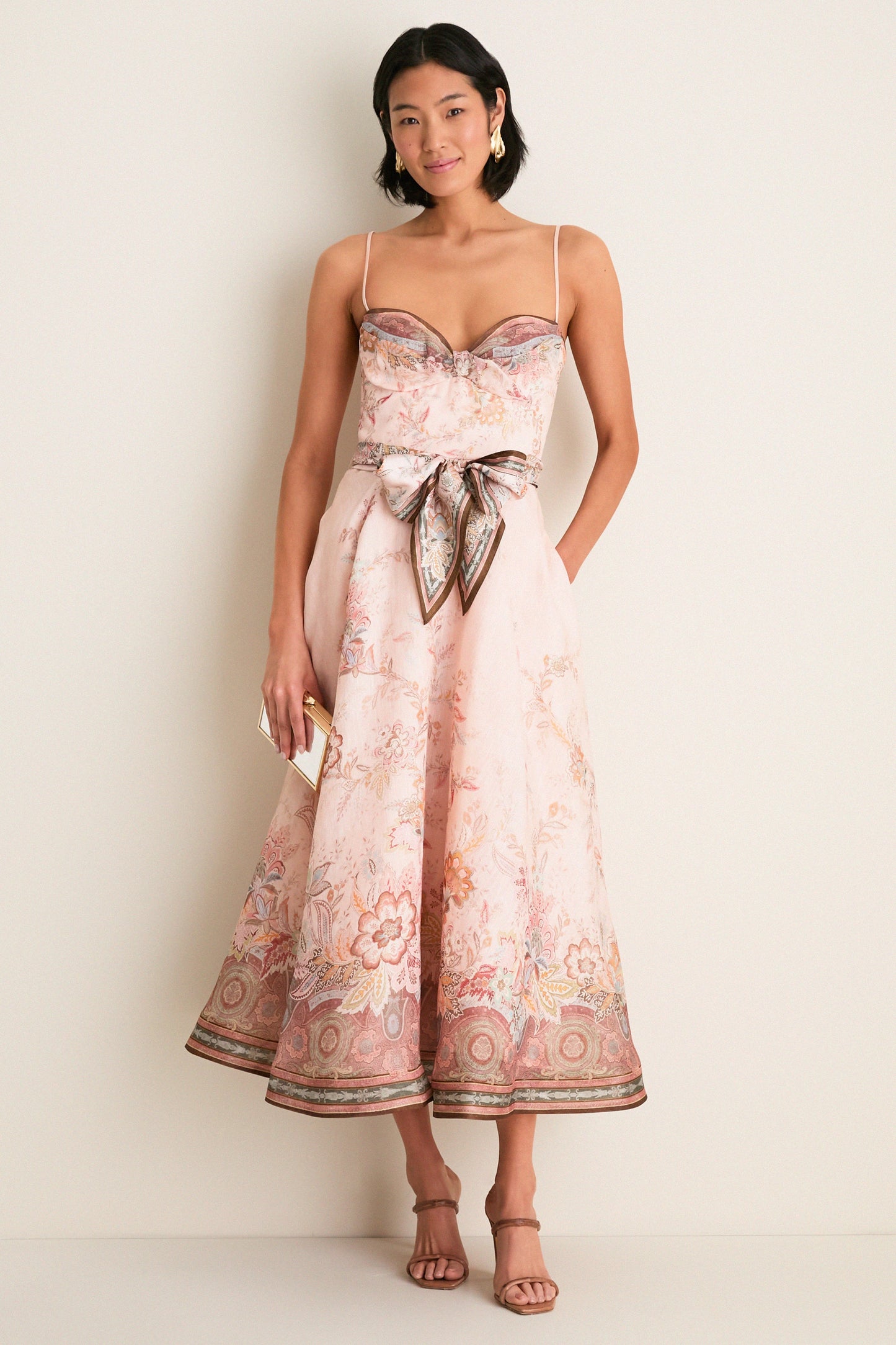 Pink Paisley Alchemy Structured Midi Dress
