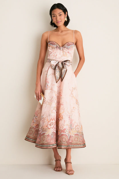 Pink Paisley Alchemy Structured Midi Dress