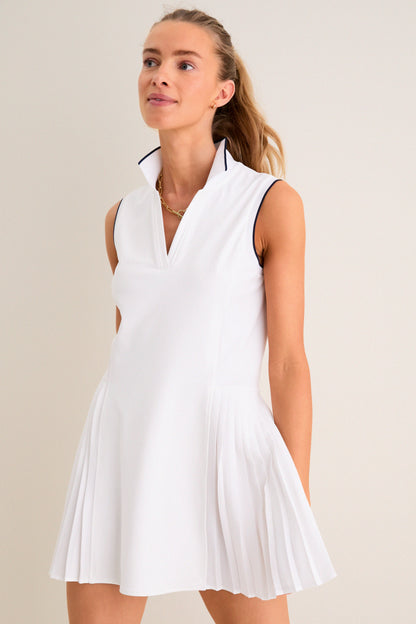 White Sleeveless Performance Jersey Beatrice Tennis Dress