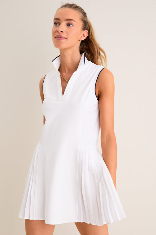 White Sleeveless Performance Jersey Beatrice Tennis Dress