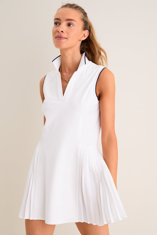 White Sleeveless Performance Jersey Beatrice Tennis Dress