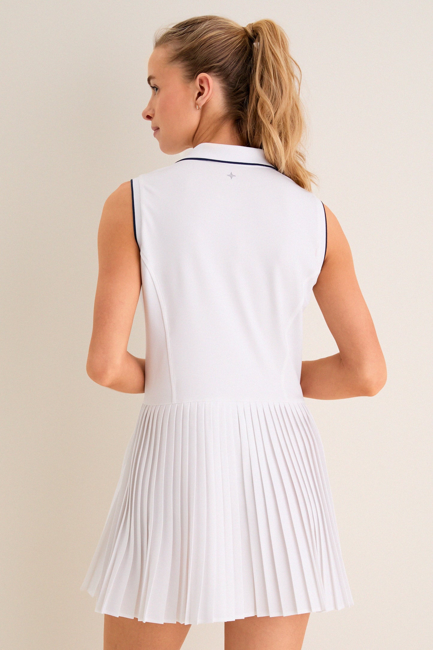 White Sleeveless Performance Jersey Beatrice Tennis Dress