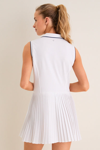White Sleeveless Performance Jersey Beatrice Tennis Dress