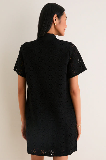Noir Eyelet Tile Jeanine Shift Dress