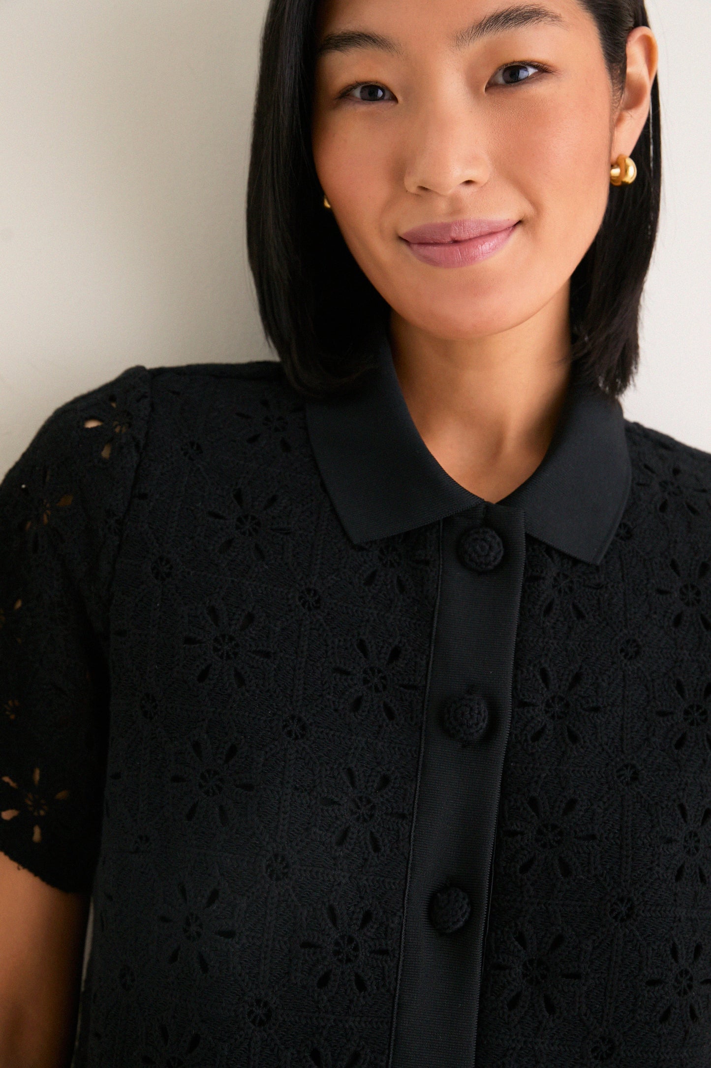 Noir Eyelet Tile Jeanine Shift Dress