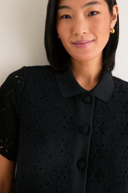 Noir Eyelet Tile Jeanine Shift Dress
