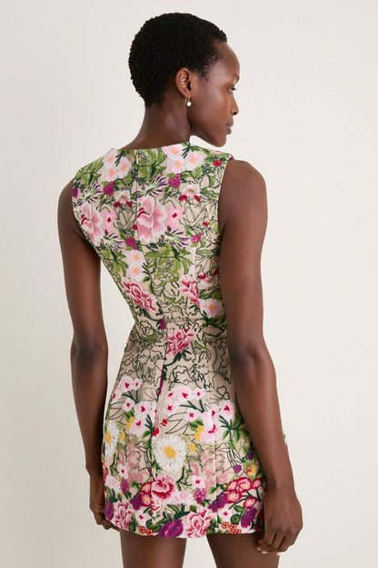Multi Floral Mesh Flora Mini Dress