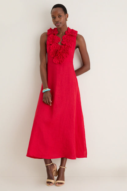 Red Sleeveless Midi Dress
