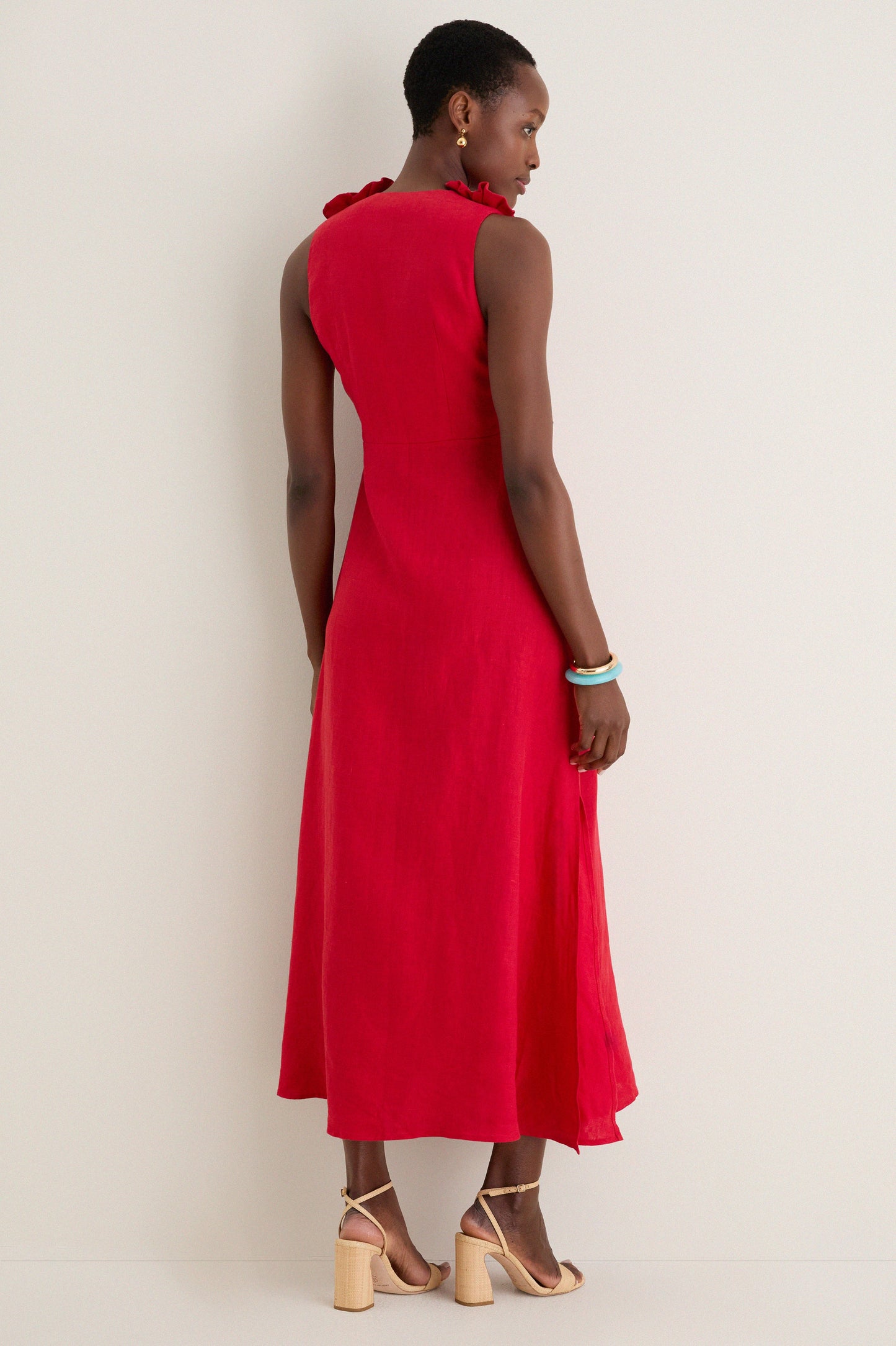 Red Sleeveless Midi Dress