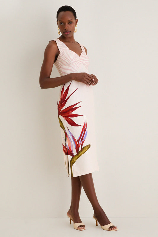 Strelitzia Sand Midi Dress