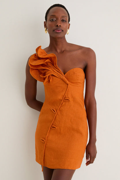 Orange Flower Mini Dress