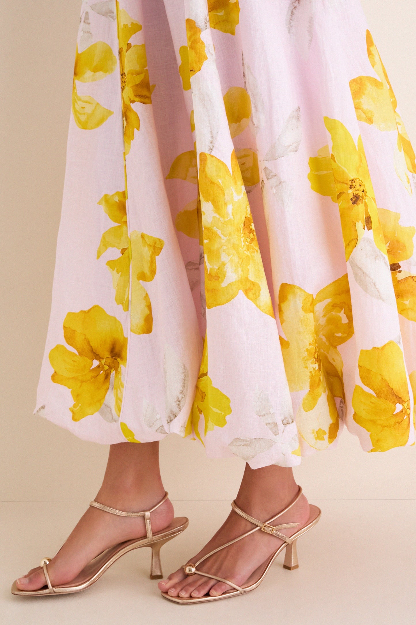 Pink and Yellow Francine Strapless Maxi Dress