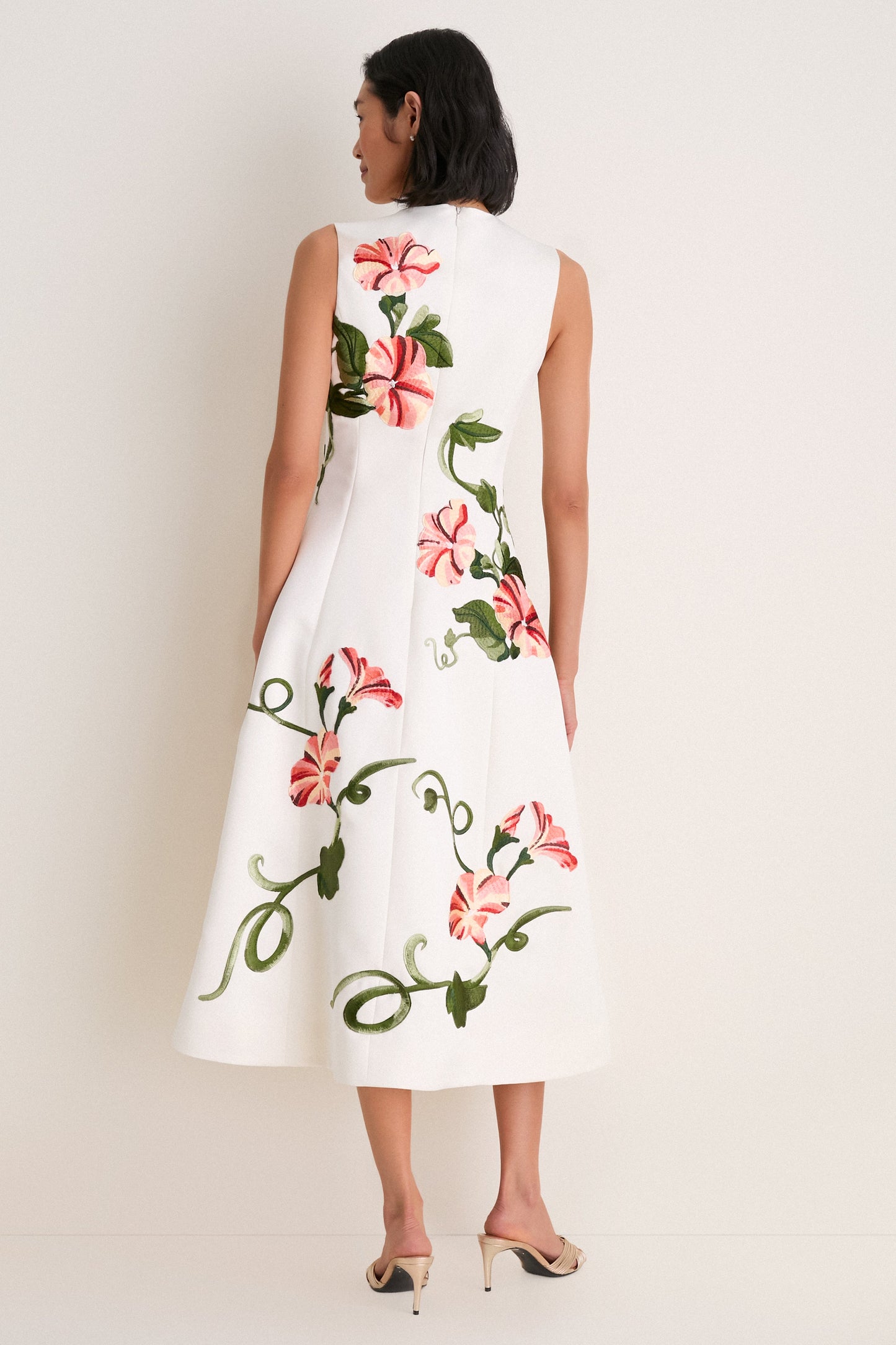 Snow Vine Print Cleo Applique Midi Dress