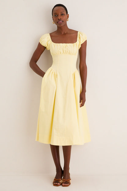 Yellow Adilene Midi Dress