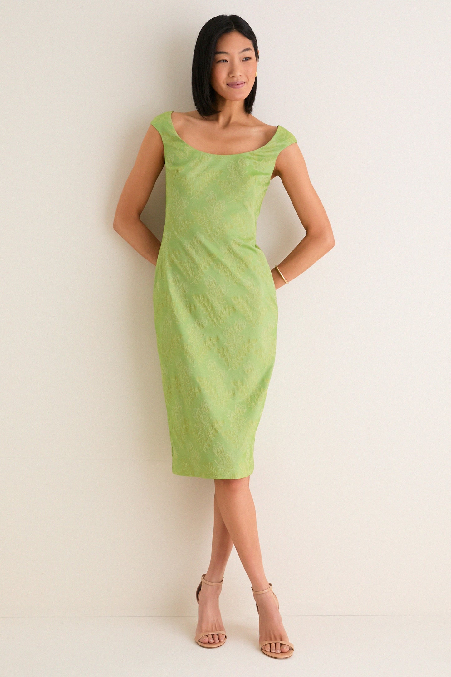 Tuileries Vine Stretch Jacquard Romy Midi Dress