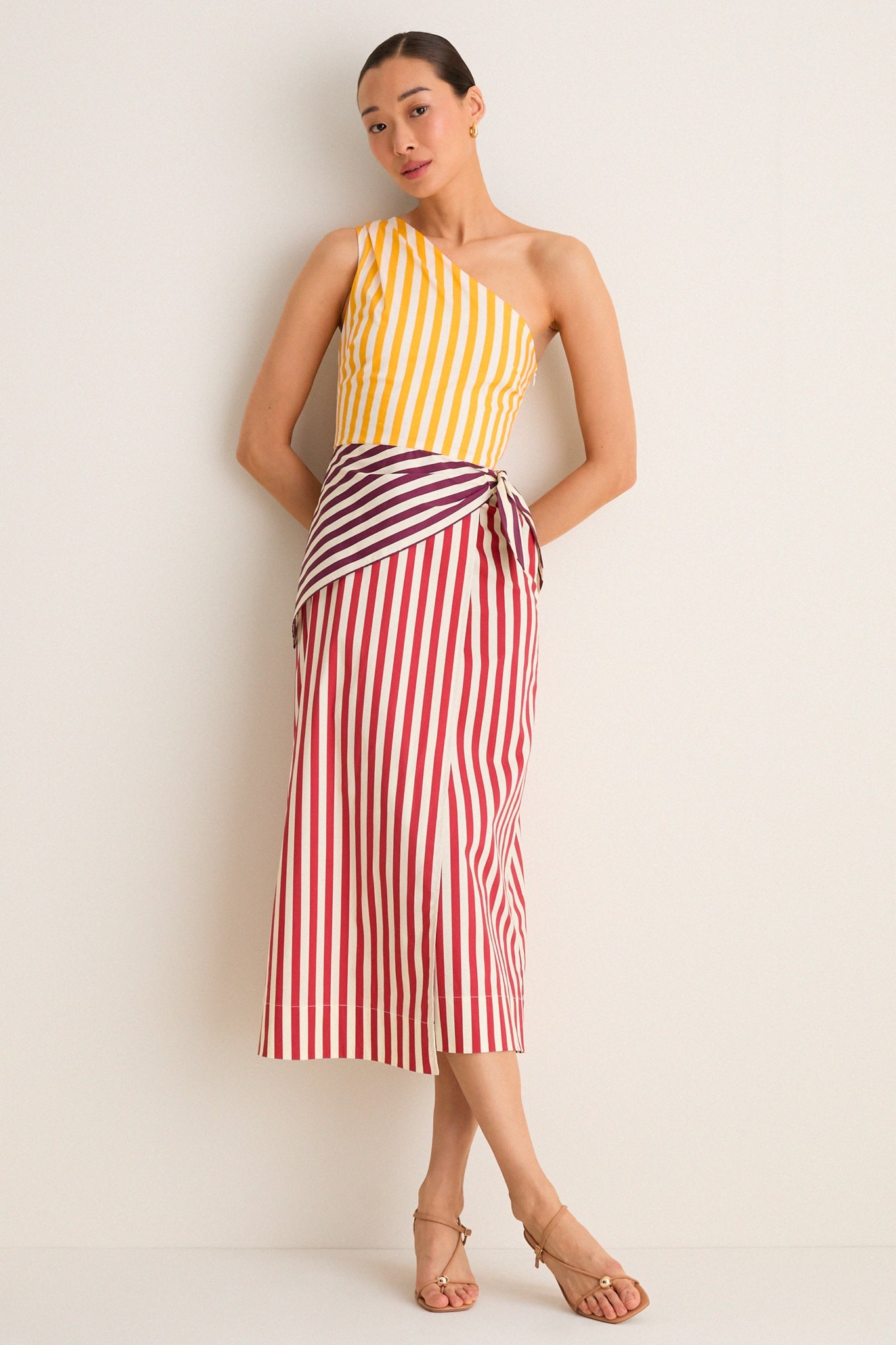 Red Stripe Belem Poplin Midi Dress