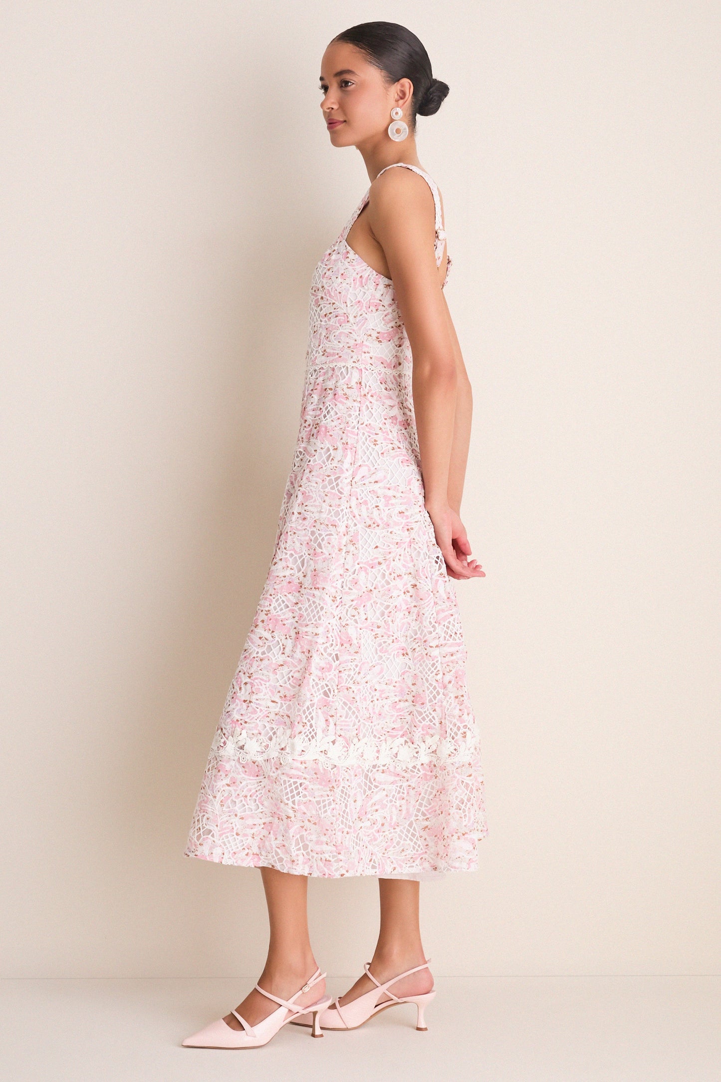 Pink Multi Valencia Midi Dress