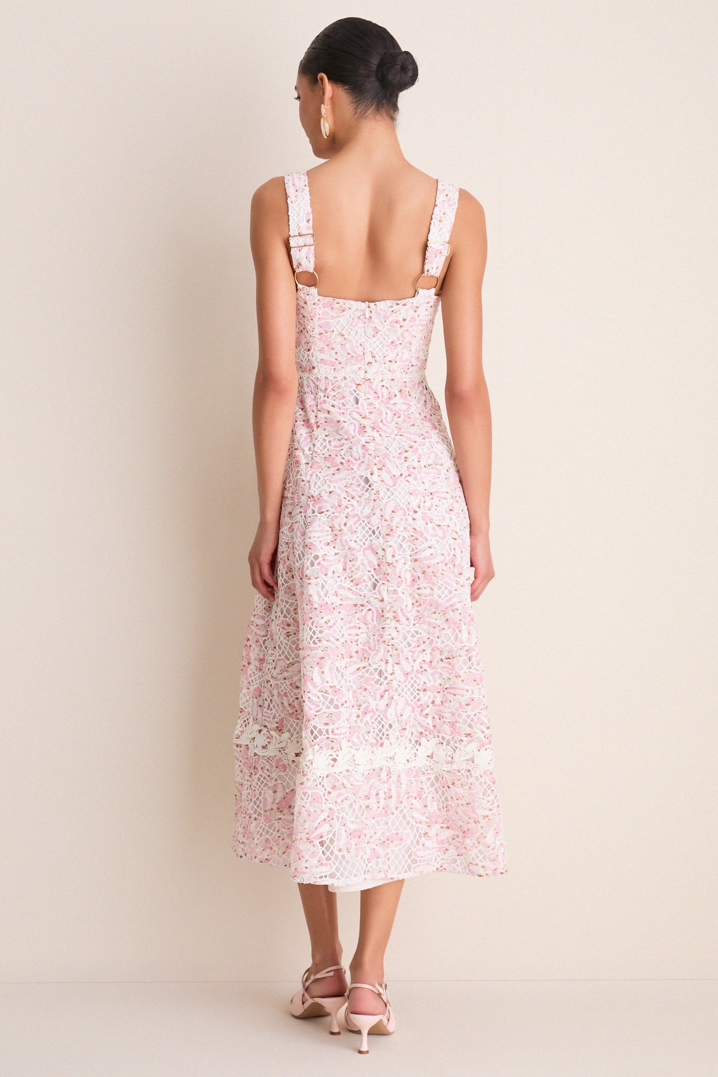 Pink Multi Valencia Midi Dress