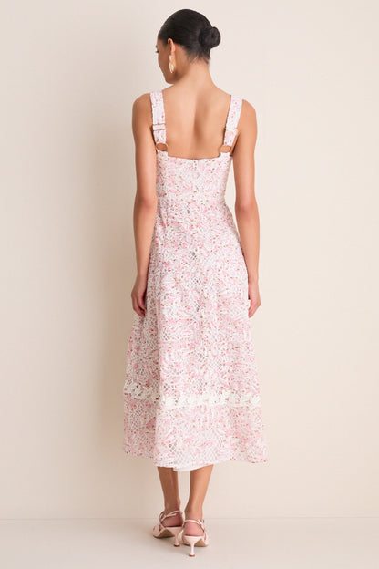 Pink Multi Valencia Midi Dress