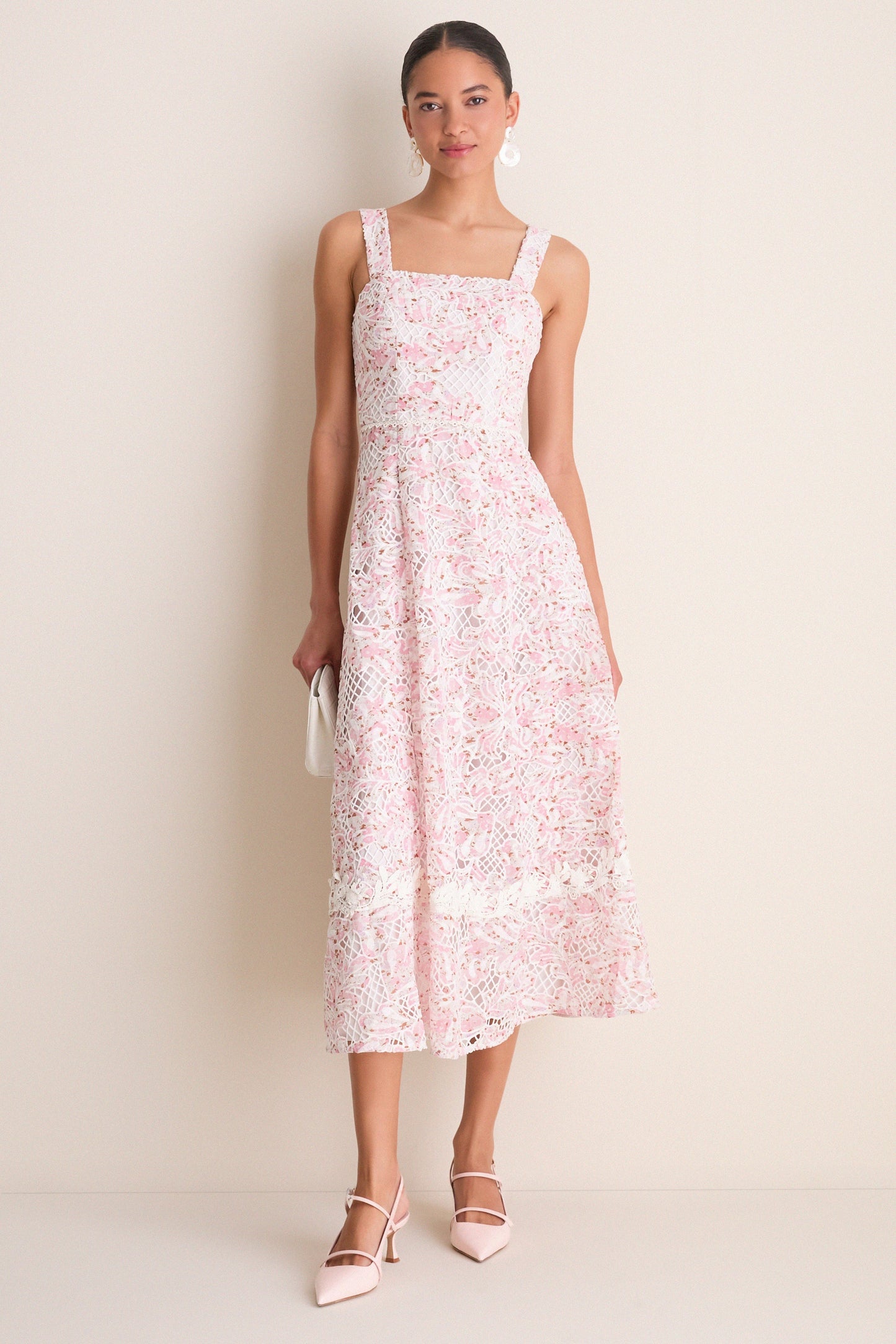 Pink Multi Valencia Midi Dress