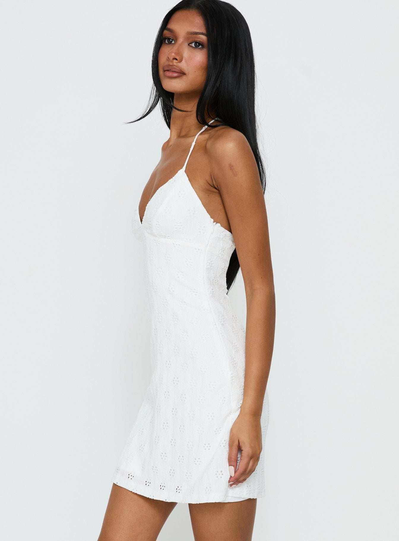 Summer Cider Embroidered Mini Dress White
