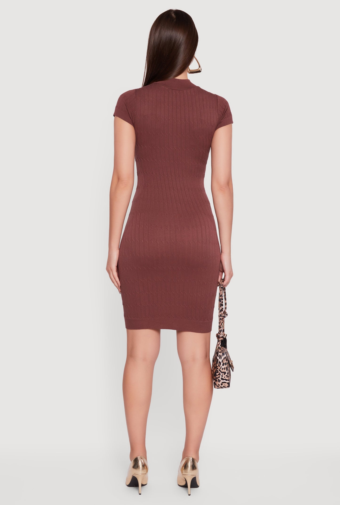 Short Sleeve Mock Neck Bodycon Dress