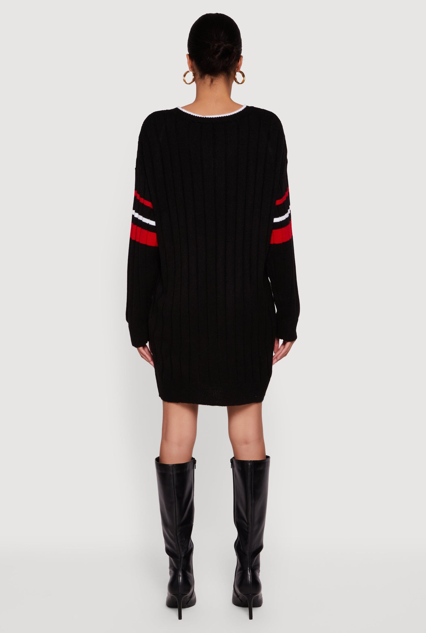 New York USA Graphic Long Sleeve Sweater Dress