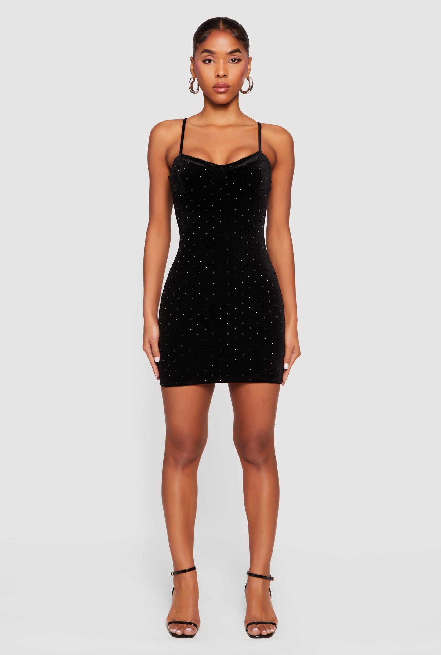 Velvet Bustier Mini Dress with Rhinestones
