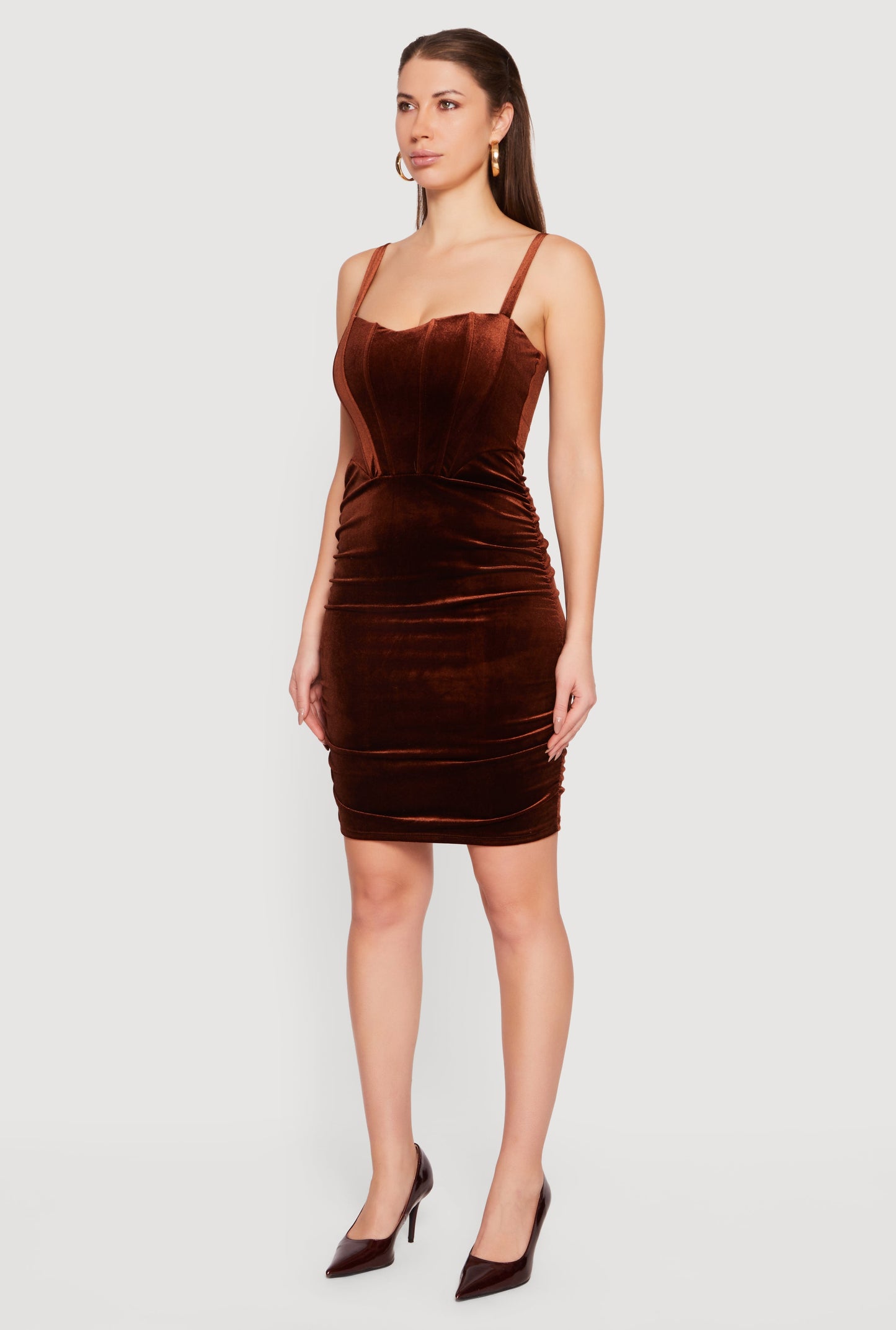 Velvet Ruched Corset Mini Dress