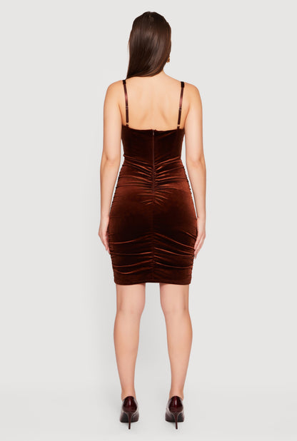 Velvet Ruched Corset Mini Dress