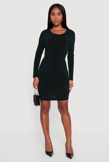 Almost Famous Lurex Long Sleeve Tie Back Cut Out Mini Dress