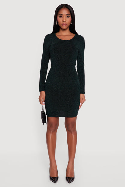 Almost Famous Lurex Long Sleeve Tie Back Cut Out Mini Dress