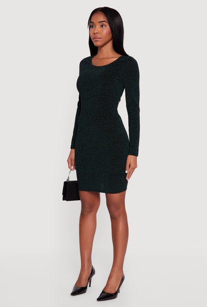 Almost Famous Lurex Long Sleeve Tie Back Cut Out Mini Dress