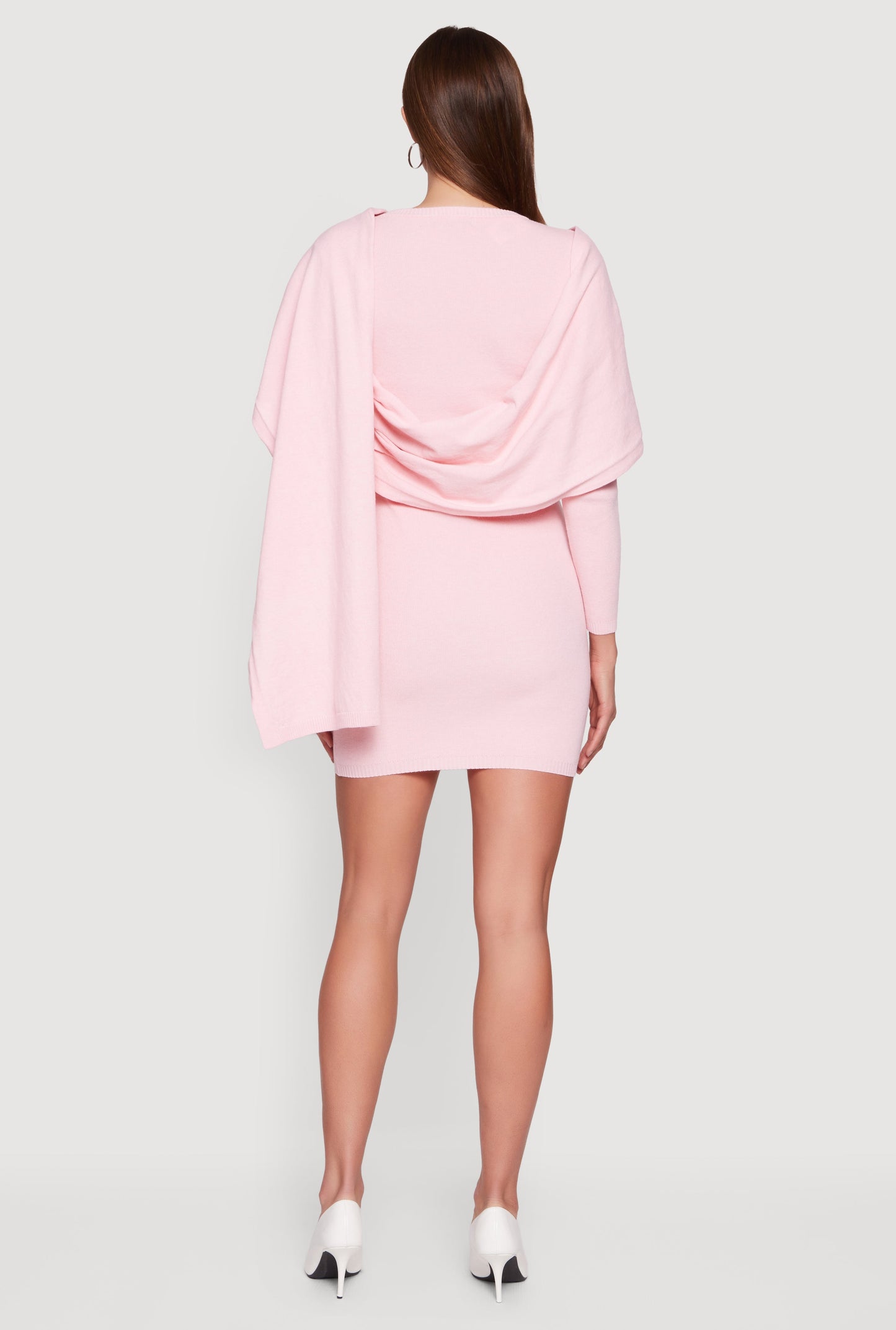 Almost Famous Mini Sweater Dress with Removable Scarf