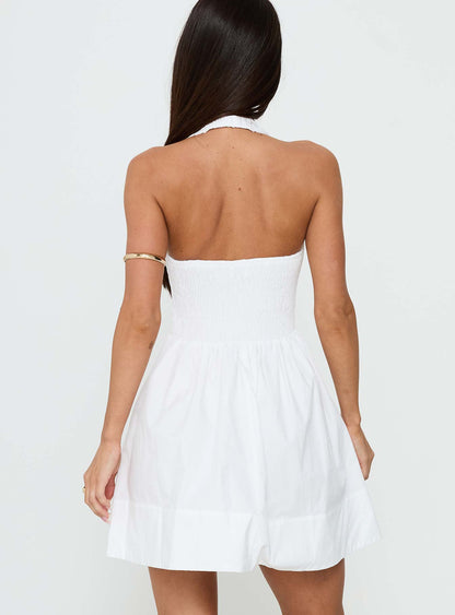 These Words Halter Mini Dress White