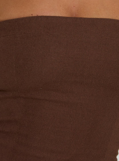 Rynara Strapless Beaded Mini Dress Chocolate