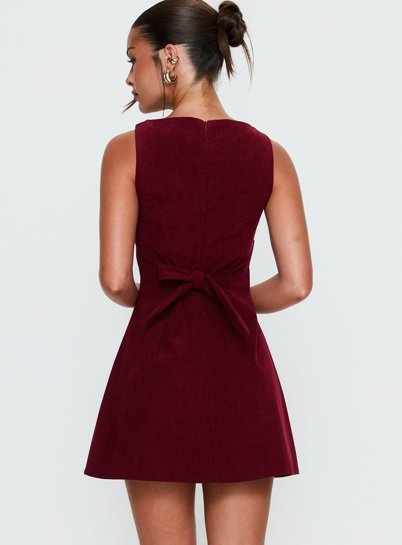 Alfalfa Corduroy Mini Dress Cherry
