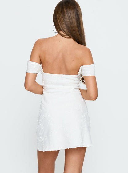 Rozerie Off Shoulder Mini Dress White