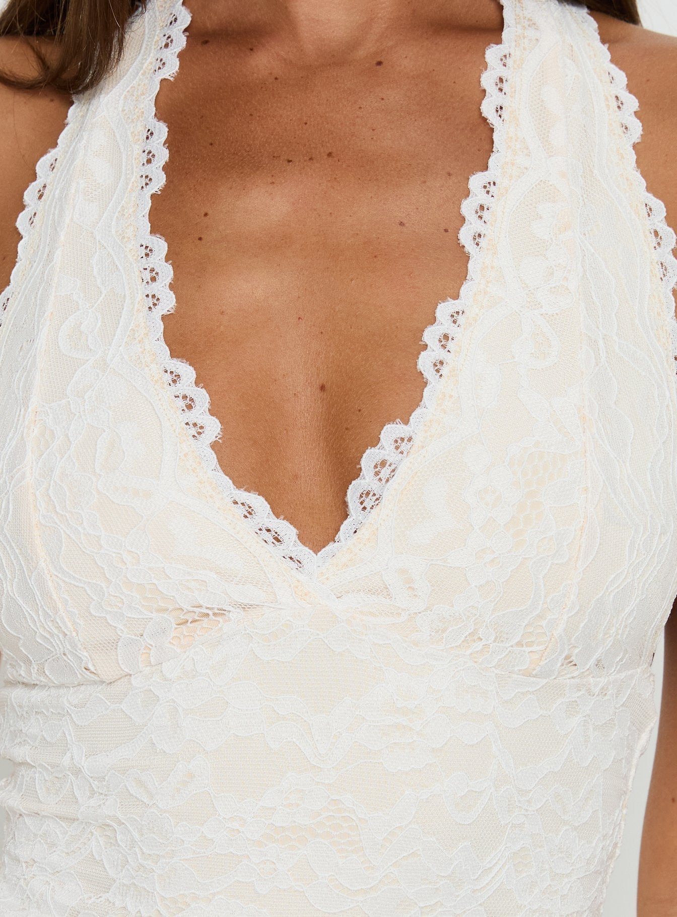 Nataliana Lace Halter Mini Dress White