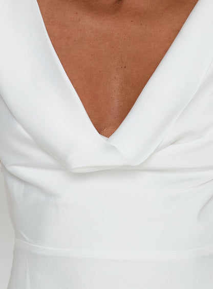 Rozalinda Halter Plunge Mini Dress White