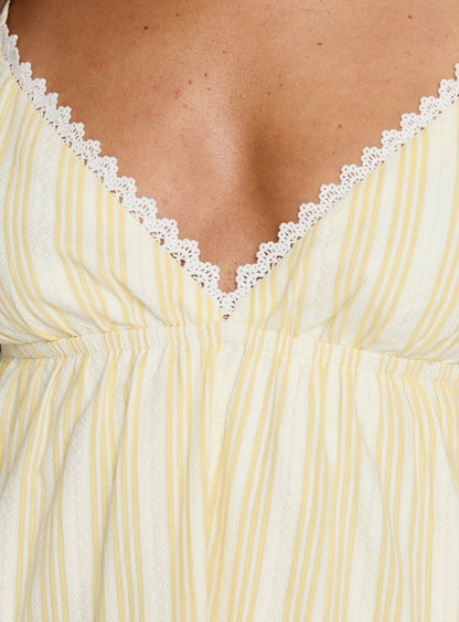 Summer Air V Neck Tiered Mini Dress Yellow