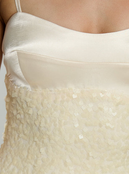Alishia Satin Sequin Corset Mini Dress Butter
