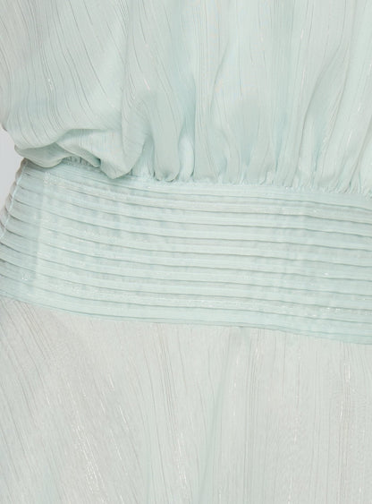 Rozario Chiffon Halter Mini Dress Aqua / Silver