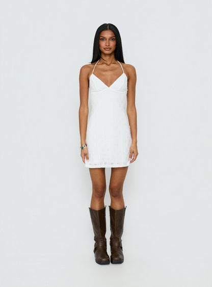 Summer Cider Embroidered Mini Dress White