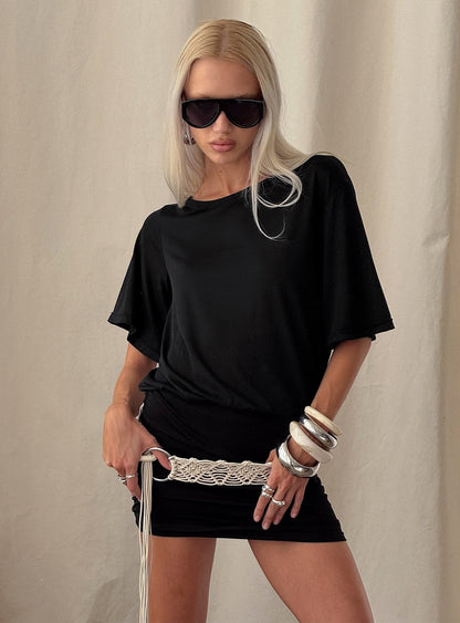 Romma Backless Slouchy Mini Dress Black