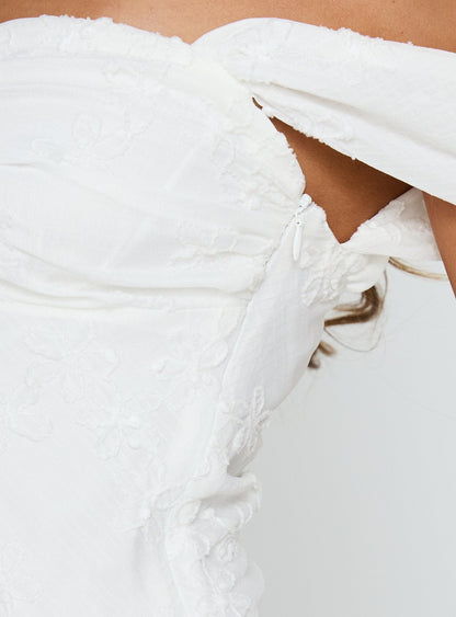 Rozerie Off Shoulder Mini Dress White