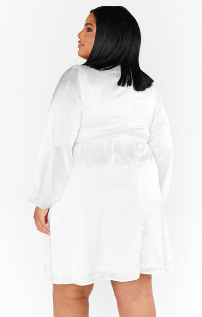 Rosetta Mini Dress ~ Ivory Luxe Satin