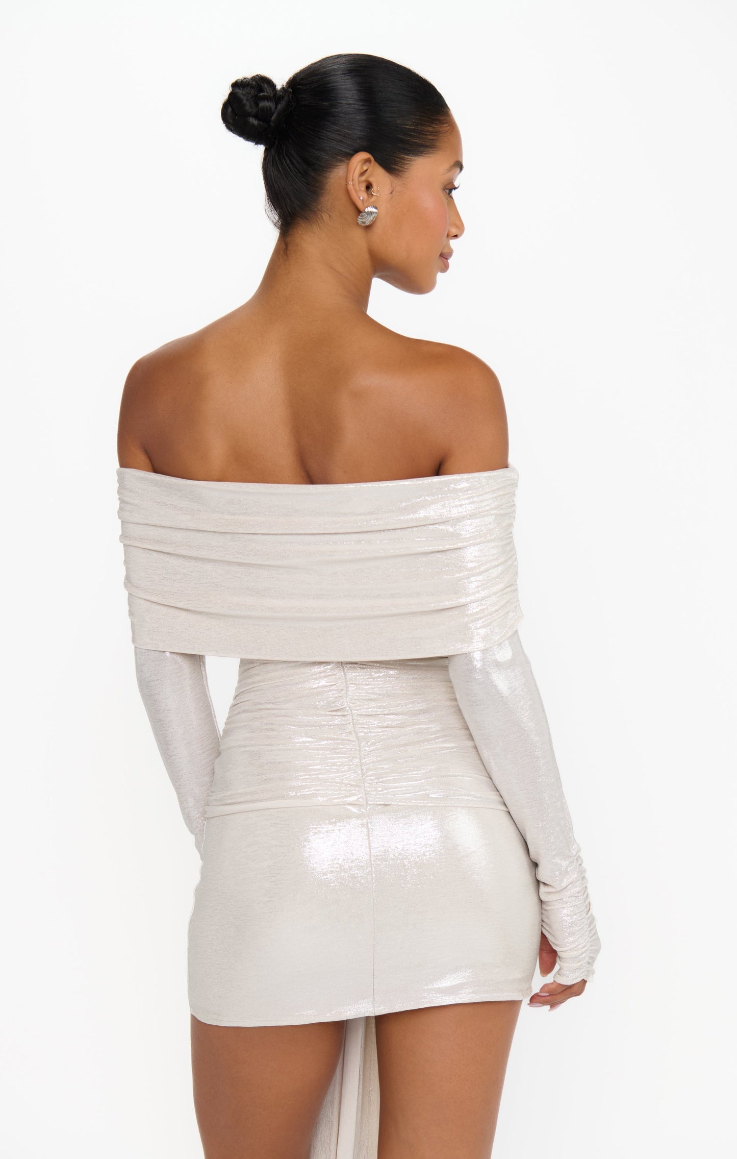 Vanessa Mini Dress ~ White Shimmer Knit