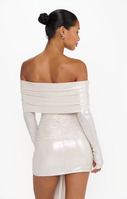 Vanessa Mini Dress ~ White Shimmer Knit